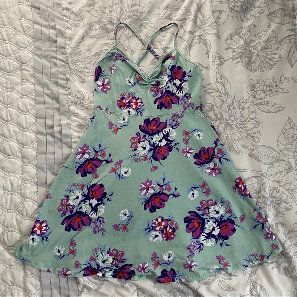 Teal floral babydoll dress - Picture 1 of 6